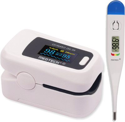 Medtech OG09 Pulse Oximeter SPO2 Blood Oxygen Monitor OLEDDisplay with TMP05 Thermometer Pulse Oximeter(White, Black)