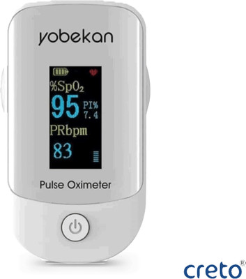 CRETO Pulse Oximeter Fingertip LED Screen Digital Display Pulse Oximeter(White)