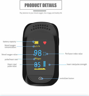 kiaan enterprises Oxygen Saturation Monitor, Heart Rate and SpO2 Level Oxygen Meter OLED Display Pulse Oximeter(Black)