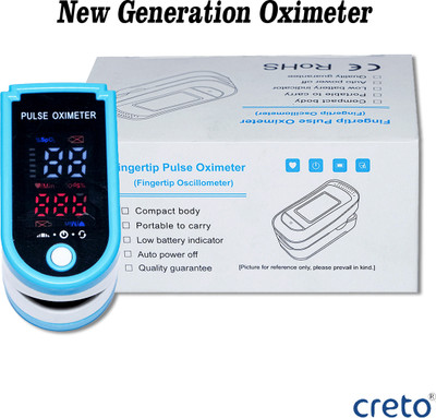 CRETO Oximeter SpO2 Blood Oxygen LED Display- Pulse Oximeter(Blue)