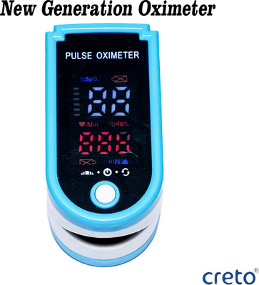 CRETO Oxygen Saturation Monitor, Heart Rate and SpO2 Levels- Pulse Oximeter(Blue)