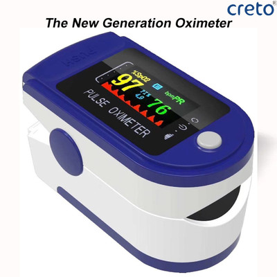 CRETO Pulse Oximeter Measure SpO2 and Pulse Rate Instantly TFT Display Pulse Oximeter(Blue)