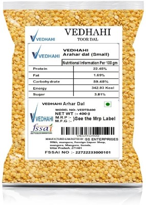 Vedhahi Organic Yellow Toor/Arhar Dal (Split)(400 g)