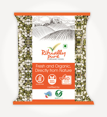Ritually Pure Organic Green Moong Dal (Split/Chilka) (Hari Dal 1 Kg X Pack Of 2)(2 kg)