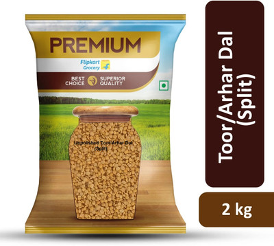 Premium Unpolished Toor/Arhar Dal (Split) by Flipkart Grocery(2 kg)