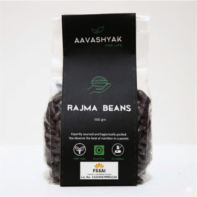 Aavashyak Organic Black Rajma (Whole) (Kashmiri rajma, Red Kidney Beans, Premium Rajma)(500 g)