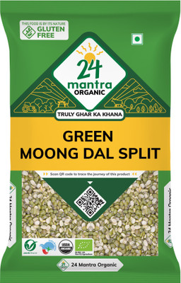 24 mantra ORGANIC Organic Green Moong Dal (Split/Chilka)(500 g)