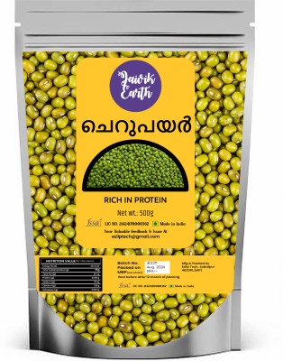 jaivikearth Organic Green Moong Dal (Whole) (cherupayar, green moong, organic mung, mung bean sprouted, munga, paccaippayaru)(500 g)