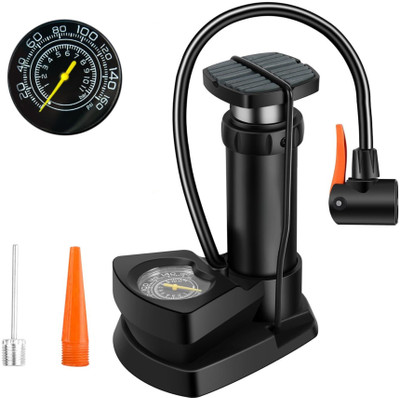 Shopeleven High Pressure Foot Air Pump with Gauge for Bicycle - Portable Floor Pump Ball, Balloon, Basketball Pump, Bicycle, Football Pump, Volleyball Pump Pump(Black)