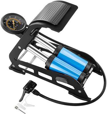 Swashtkon 2-in-1 Air Pump with Barometer | High Pressure with Dual Cylinder Portable| Car, Bicycle, Motorcycle Pump(Blue, Black)