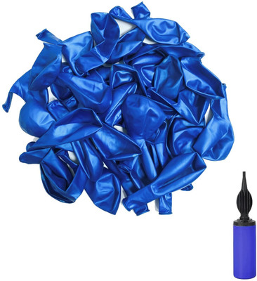 Isk Metallic Dark Blue Balloon With Inflate Air Pump For Balloon Pump(Pack of 51)
