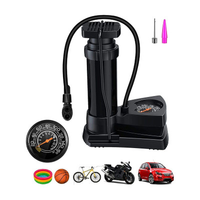 divinezon Portable High Pressure Foot Activated Air Pump Compressor Air Pump for Bicycle, Car, Motorcycle, Football Pump Pump(Black, Silver)