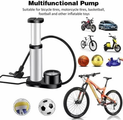 ELRINZA 160 psi Tyre Air Pump for Car & Bike Basketball Pump, Ball, Football Pump, Car, Motorcycle Pump(Black, SILVAR)