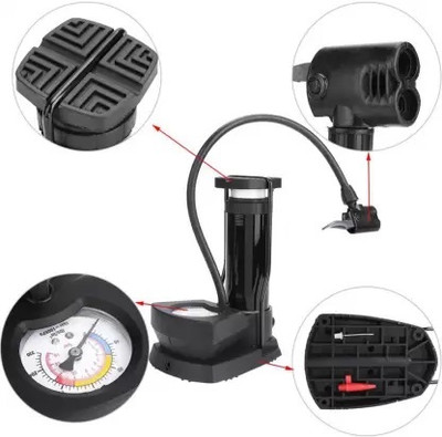 ELRINZA Floor Air Pump Bicycle Car Football Pump, Motorcycle, Balloon Pump (Black) Basketball Pump, Ball, Football Pump, Car, Motorcycle Pump(Black, SILVAR)