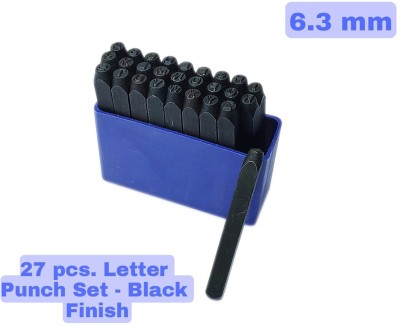 Luxuro Economy Letter Punch Set 1/4 Inches-6.3mm-Black Finish|27 Stamps Hardened Steel Punches & Punching Machines(Set Of 27, Black)