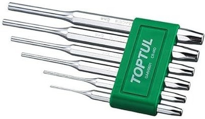 Implemental 6 Chrome finished PCS Pin Punch Set Punches & Punching Machines(Set Of 6, Silver)