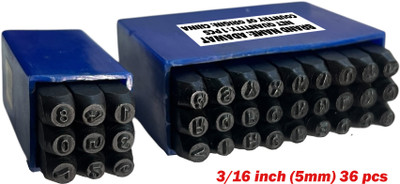 ADAWAT 3/16 Letter & Number Punch Set | 9 Numbers (0 to 9) & 27 Letters (A to Z ) 5mm Punches & Punching Machines(Set Of 36, Black, Blue)