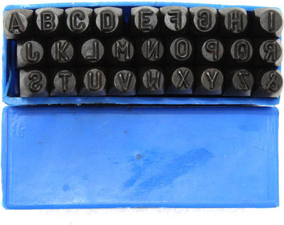 TOOLBUX Letter Punch Set 2mm (3/32) – A-Z & ‘&’ Steel Stamp Punch Tool Punches & Punching Machines(Set Of 27, Black, Blue)