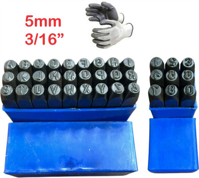 EPITECH MART Letter & Number 3/16'' (5mm) Punch Set 36pcs Stamps Hardened Steel Punches & Punching Machines(Set Of 36, Black)