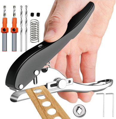 Climberty Single Hole Punch 8mm Versatile Crafting Tool Punches & Punching Machines(Set Of 1, Black, Silver)