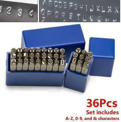 TOOLBUX Letter & Number Punch Set (0 to 9) & 27 (A to Z ) 36pcs 1/8'' Punches & Punching Machines(Set Of 36, Black)