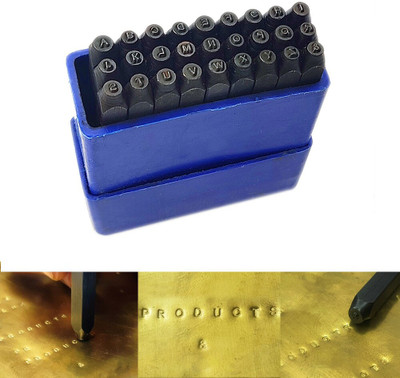 Luxuro Hardened Steel Alphabet Punch Set, 1/16 Inches-1.6mm (Carbon Steel) Punches & Punching Machines(Set Of 27, Black, Blue)