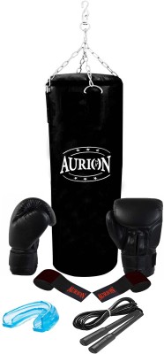 Aurion Unfilled 5 Feet Boxing Punching Bag Combo with Gloves, Chain and Accessories Hanging Bag(5 Feet, 60 inch)