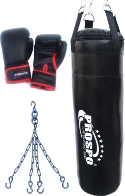 PROSPO Synthetic Leather Heavy Bag with Chain and Glove (36 Inch Filled, Glove 102oz) Hanging Bag(Heavy, 36)