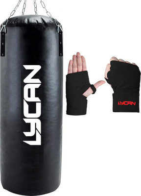 LYCAN UNFILLED Heavy Premium SRF With Chian & Hand Wrap For Fitness Punching Hanging Bag(3 Feet, 3 inch)