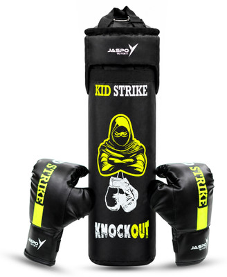 Jaspo Kid Strike Boxing Kit for Kids 3–8 Yrs|Punch Bag, Boxing Gloves & Headgear Combo Hanging Bag(Medium Heavy, 19 inch)