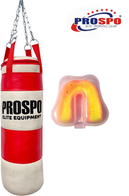 PROSPO 36 inch UnFilled Canvas Punching Bag with chain and Thickest Mouth Guard (Red) Hanging Bag(Heavy, 36 inch)