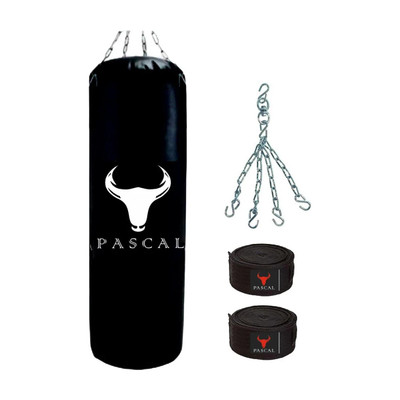 Pascal Unfilled Heavy Premium Boxing Bag with Boxing Hand Wrap with Chain Hanging Bag Hanging Bag(3 Feet, 36 inch)
