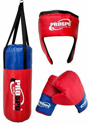 PROSPO Boxing Set for Junior Champ (Punching Bag/Glove/Headgear)2-7yrs BLU_RED Hanging Bag(Heavy, 30 inch)