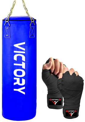 VICTORY Unfilled Heavy Premium Boxing Bag with Boxing Hand Wrap with Chain Hanging Bag(3 Feet, 36 inch)