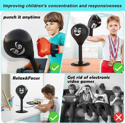 FUNPUNCH Desk Punching Ball Auto Bouncing Back Pressure Relieve Free Standing Punch Body Bag(HEAVY, 37 cm)
