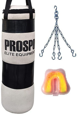 PROSPO 36 inch Filled Canvas Punching Bag with chain and Thickest Mouth Guard (Black) Hanging Bag(Heavy, 36 inch)