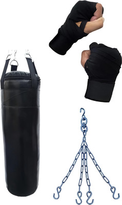 DMK Baba Punching Bag With chain and Handwraps Hanging Bag(3 ft, 36 inch)
