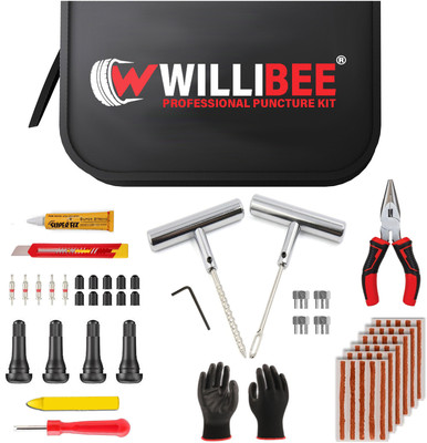 WILLIBEE 15 in 1 (Pack of 20 Strips) Heavy Duty Universal Puncher Kit for Car, Bike & SUV Tubeless Tyre Puncture Repair Kit