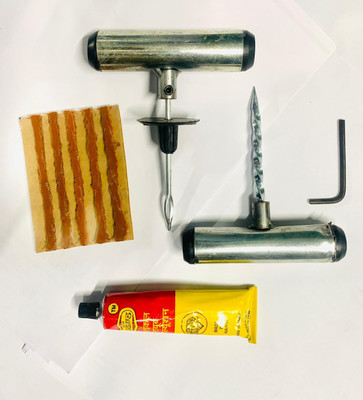 SEAHORSE POLYMERS Tubeless Tyre Puncture Silver Kit with 1Pcs Tube Solution Tubeless Tyre Puncture Repair Kit