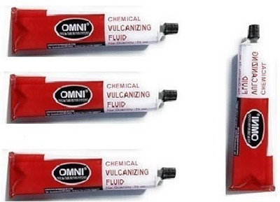 PRIDE 4 Pcs Omni Chemical Vulcanizing Fluid (CVF 75 ml) Adhesive/Solution Tubeless Tyre Puncture Repair Kit