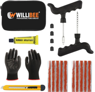 WILLIBEE 6 in 1 Universal S-W Tubeless Tire Puncher Kit Tyre Puncture Kit for car & bike Tubeless Tyre Puncture Repair Kit
