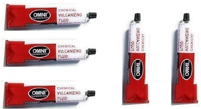 PRIDE 5 Pcs Omni Chemical Vulcanizing Fluid (CVF 75 ml) Adhesive/Solution Tubeless Tyre Puncture Repair Kit