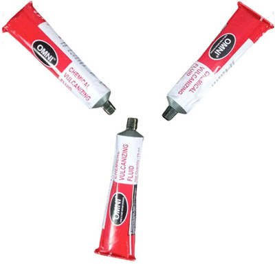 PRIDE Omni Chemical Vulcanizing Fluid 75ml Adhesive/Solution Patches Pack of 3 Pcs. Tubeless Tyre Puncture Repair Kit