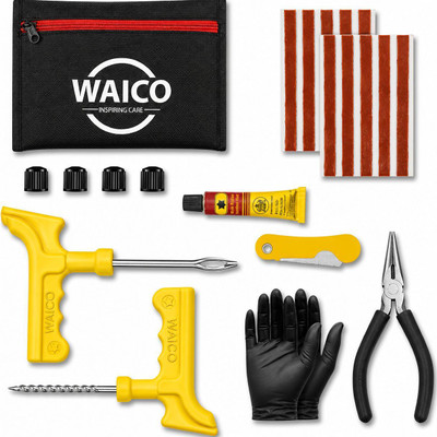 WAICO 9 in 1 Universal Tubeless Tyre Puncture Repair Kit