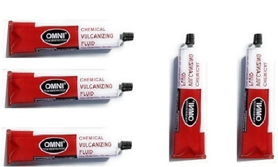 PRIDE 5 Pcs Omni Chemical Vulcanizing Fluid (CVF 75 ml) Adhesive/Solution Tubeless Tyre Puncture Repair Kit