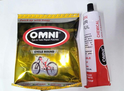 GANESHA INDUSTRIES Tyre & Tube Puncture Repair Patches Cycle Round 100Pcs with Omni CVF 75ml. Tubed Tyre Puncture Repair Kit