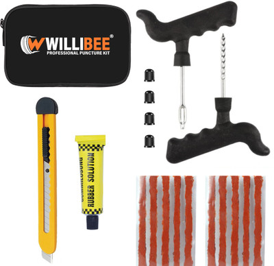 WILLIBEE 7 in 1 Universal Tubeless Tire Puncher Kit Tyre Puncture Kit for car & bike Tubeless Tyre Puncture Repair Kit