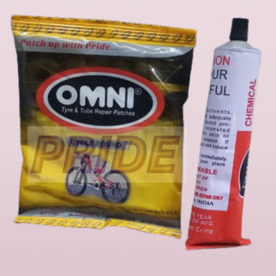 PRIDE Cycle Round 100Pcs with Omni CVF 75ml. Tubed Tyre Puncture Repair Kit Tubeless Tyre Puncture Repair Kit