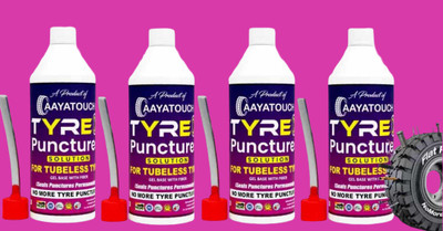 Aayatouch Tyre Sealant | Anti Puncture Liquid for Bike & Car Tyres_I001_Pack Of 4 Tubeless Tyre Puncture Repair Kit