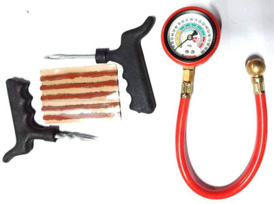 GANESHA INDUSTRIES Tire Puncture Repair Kit 5 Strips Use for Car and Bike With Pipe Gauge 200PSI Tubeless Tyre Puncture Repair Kit